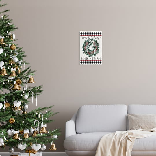 Stupell Industries Merry Christmas Tartan Wreath Wall Plaque Art